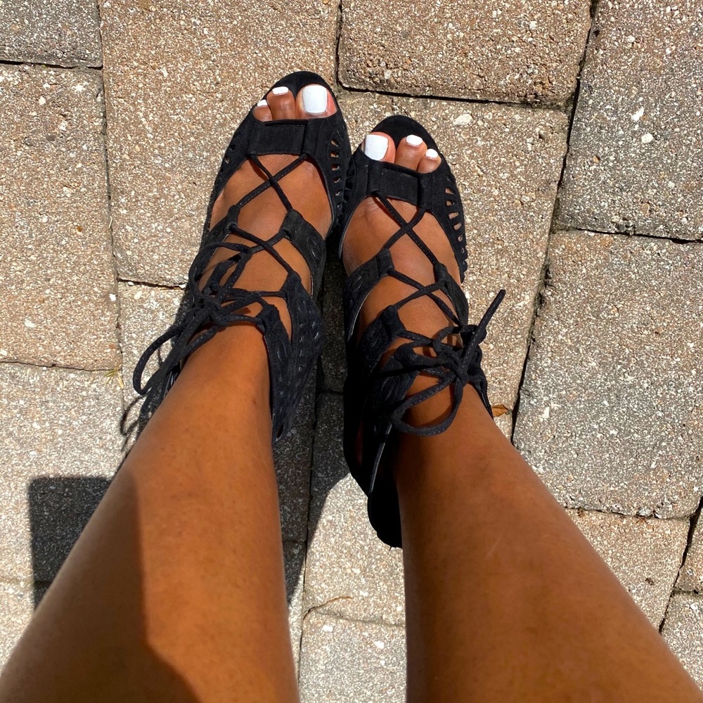 SOLD Zara Cut out tie up heels